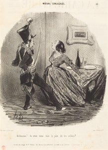 Infelice! Vuoi dunque uccidere il padre dei tuoi figli? da Honoré Daumier