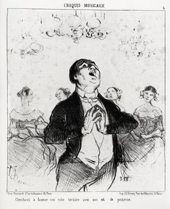 Bozzetti musicali: cercando di affascinare una ricca ereditiera con il suo petto. Illustrazione di Honoré Daumier, pubblicata su 