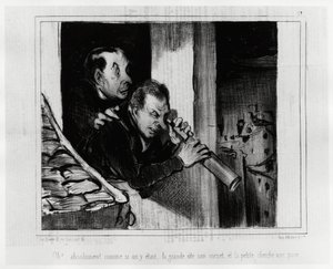 Oh! Assolutamente come se fossimo lì, la grande si toglie il corsetto e la piccola cerca una scheggia. Illustrazione di Honoré Daumier, pubblicata su 