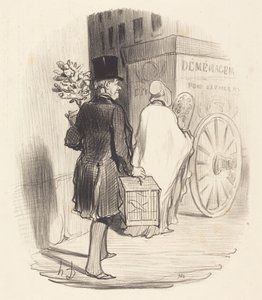 Parigino trasportando in un altro quartiere da Honoré Daumier