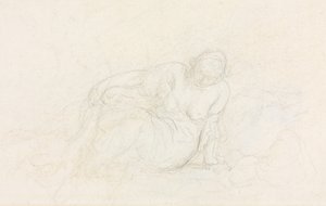 Donna reclinata appoggiata sul braccio (verso) da Honoré Daumier