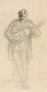 Chitarrista che canta (recto) da Honoré Daumier