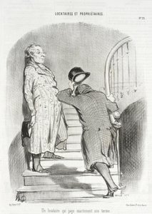 Un inquilino che paga puntualmente il suo affitto da Honoré Daumier