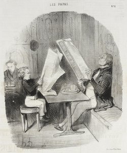 Un bambino che si diverte con poco. Le Constitutionnel gli basta per tutta la serata da Honoré Daumier