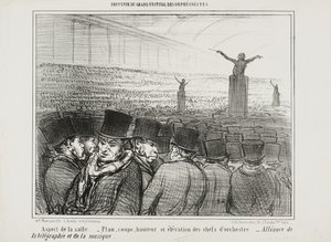 Veduta della grande sala, tavola 1 da Souvenir Du Grand Festival Des Orphéonistes da Honoré Daumier