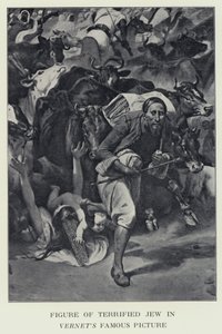 Figura di ebreo terrorizzato nel famoso quadro di Vernet - presumibilmente una rappresentazione del barone James Rothschild da Horace (after) Vernet