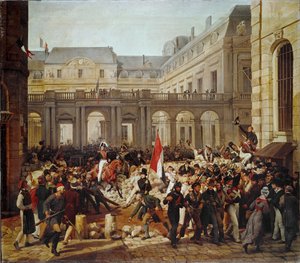 Rivoluzione del 1830: Partenza del re Luigi Filippo per il municipio di Parigi ... (dipinto su tela)