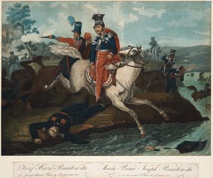 Morte del Principe Józef Poniatowski nella Battaglia di Lipsia da Emile Jean Horace Vernet