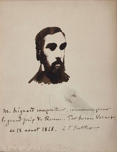 Ritratto del compositore Aristide Hignard 1822-1898, 1848 da Emile Jean Horace Vernet