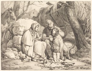 Famiglia di soldati accampata da Emile Jean Horace Vernet