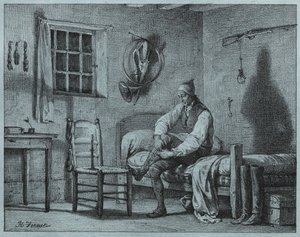 Il servitore di Limier che si alza dal letto da Emile Jean Horace Vernet