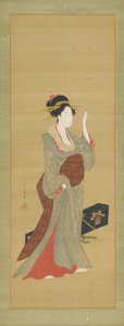 Una geisha che sta per aggiustare una forcina di tartaruga da Hosoda Eishi