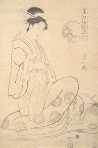 Konosato di Takeya seduto, con un bruciatore di incenso da Hosoda Eishi