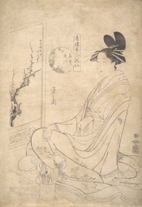 Giovane donna che dipinge uno schermo da Hosoda Eishi