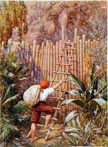 Crusoe e la sua fortezza, illustrazione per 