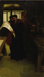 Gutenberg alla stampa, 1902 da Howard Pyle