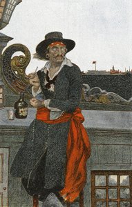 Kidd sul ponte della Adventure Galley, inizio XX secolo (illustrazione di libro) da Howard Pyle