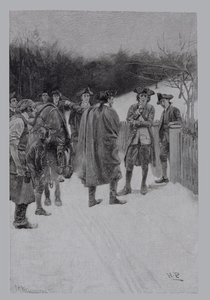 Paul Revere porta notizie a Sullivan, inciso da F.H. Wellington, illustrazione da 