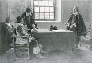 Sir William Berkeley che si arrende ai Commissari del Commonwealth, illustrazione da 