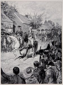 La processione civile guidata dal generale Washington e dal governatore Clinton da Howard Pyle