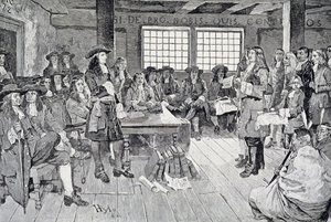 William Penn in conferenza con i coloni, illustrazione da 