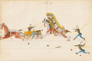 Lupo ululante che combatte i soldati, 1874-75 da Howling Wolf