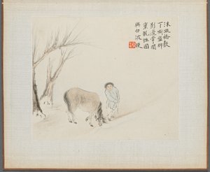 Album di Dipinti di Paesaggi che Illustrano Vecchie Poesie: Un Uomo e un Cavallo presso un Ruscello da Hua Yan