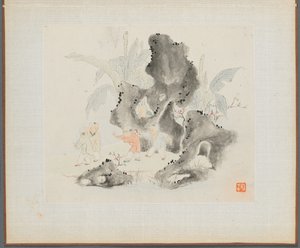 Album di Dipinti di Paesaggi che Illustrano Vecchie Poesie: Bambini Giocano in un Bosco Roccioso da Hua Yan