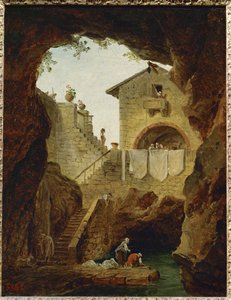 Lavandieres. La fontaine sous la grotte. Lavandaie. La fontana nella grotta ... da Hubert (circle of) Robert