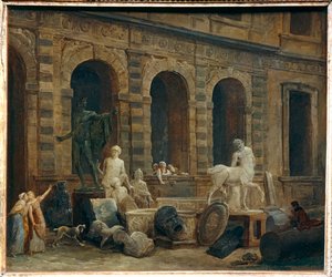 Il disegnatore di antichità davanti alla Petite Galerie del Louvre ... da Hubert (circle of) Robert