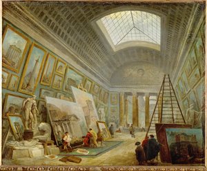 Una galleria museale di arte romana - Una galleria museale di arte romana ... da Hubert (circle of) Robert