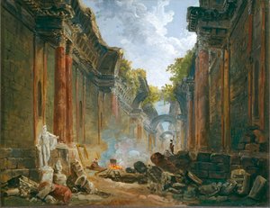 Vue imaginaire de la Grande Galerie en ruine - Veduta immaginaria della Grande Galleria in rovina ...