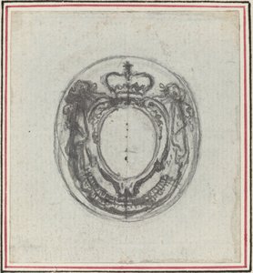 Cartiglio araldico con corona e festoni da Hubert Francois Gravelot