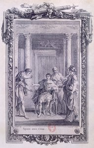 Cinna o La clemenza di Augusto, tragedia di Pierre Corneille, incisione di Gravelot
