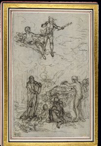 Studio per vignetta in "Les Amours de Mirtil" di Fontenelle (attr.), Canto VI da Hubert Francois Gravelot