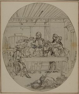 Studio per una seconda edizione, mai pubblicata, de "La Partie de Chasse de Henri IV" di Colle, Atto III, Scena 10 da Hubert Francois Gravelot