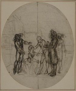 Studio per una seconda edizione, mai pubblicata, de "La Partie de Chasse de Henri IV" di Colle, Atto III, Scena 11 da Hubert Francois Gravelot