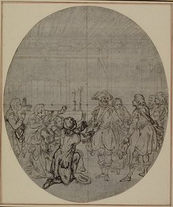 Studio per una seconda edizione, mai pubblicata, de "La Partie de Chasse de Henri IV" di Colle, Atto III, Scena 13 da Hubert Francois Gravelot