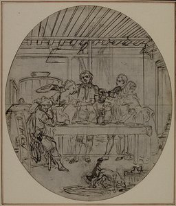 Studio per una seconda edizione, mai pubblicata, de "La Partie de Chasse de Henri IV" di Colle, Atto III, Scena 10 da Hubert Francois Gravelot