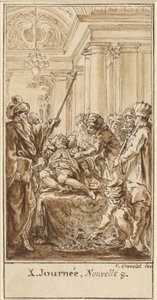 Decima Giornata, Nona Storia: Saladino Dona Ricchi Doni al Dormiente Torello da Hubert Francois Gravelot