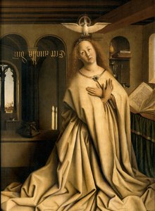 (dettaglio) della Vergine Annunciata, dal pannello esterno destro del Polittico di Gand da Hubert & Jan van (1390 1441) Eyck