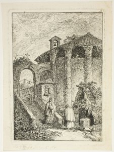 Tempio antico, tavola cinque da Les Soirées de Rome da Hubert Robert