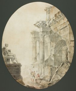 Arco di Costantino con statua di Nerone da Hubert Robert