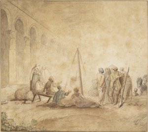 Figure attorno a un fuoco da Hubert Robert