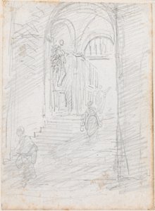 Figure su una Scalinata Monumentale Interna [recto] da Hubert Robert