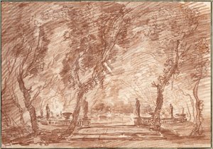 Fontana nel parco da Hubert Robert