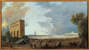 Rivoluzione Francese: Festa della Federazione Nazionale celebrata al Campo di Marte a Parigi il 14 luglio 1790 da Hubert Robert