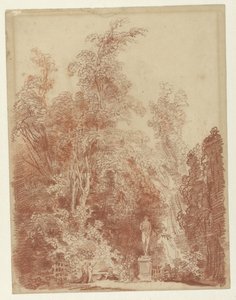 Vista in un parco con una statua di Venere da Hubert Robert