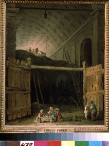 Fienile in una basilica da Hubert Robert