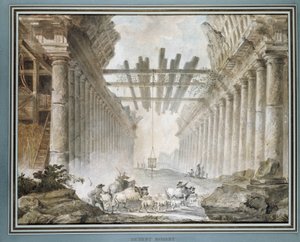 Gregge nelle rovine di un tempio disegnato